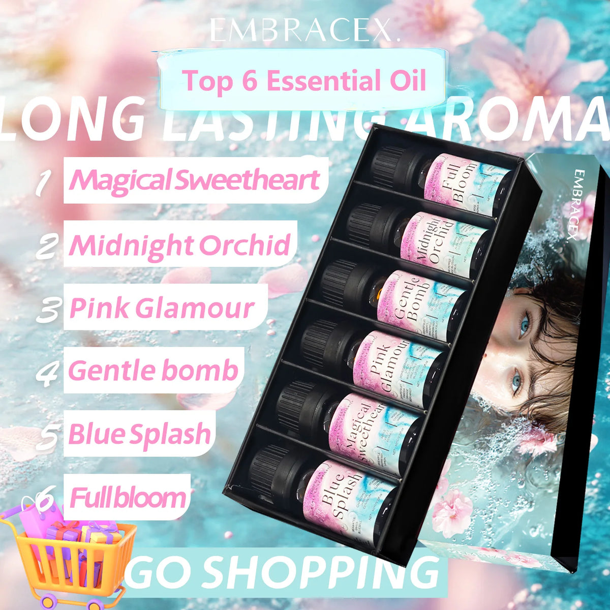 6pc/1Set 10ML Fragrance Oils Gift Set Fruit Delicious Hotel Autumn Scented Aroma Oil Warm Scent Christmas Gift Floral Clean Set