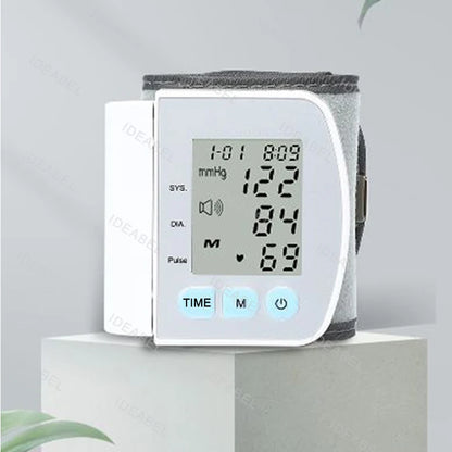 Voice Broadcast Smart LCD Screen Wrist Blood Pressure Monitor