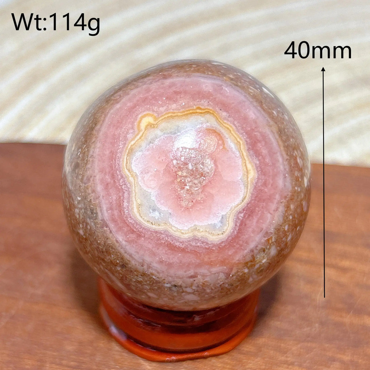 Rhodochrosite Sphere – Natural Pink Elegance