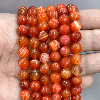 Orange Striped Agate Beads – Natural Stone for Jewelry Making