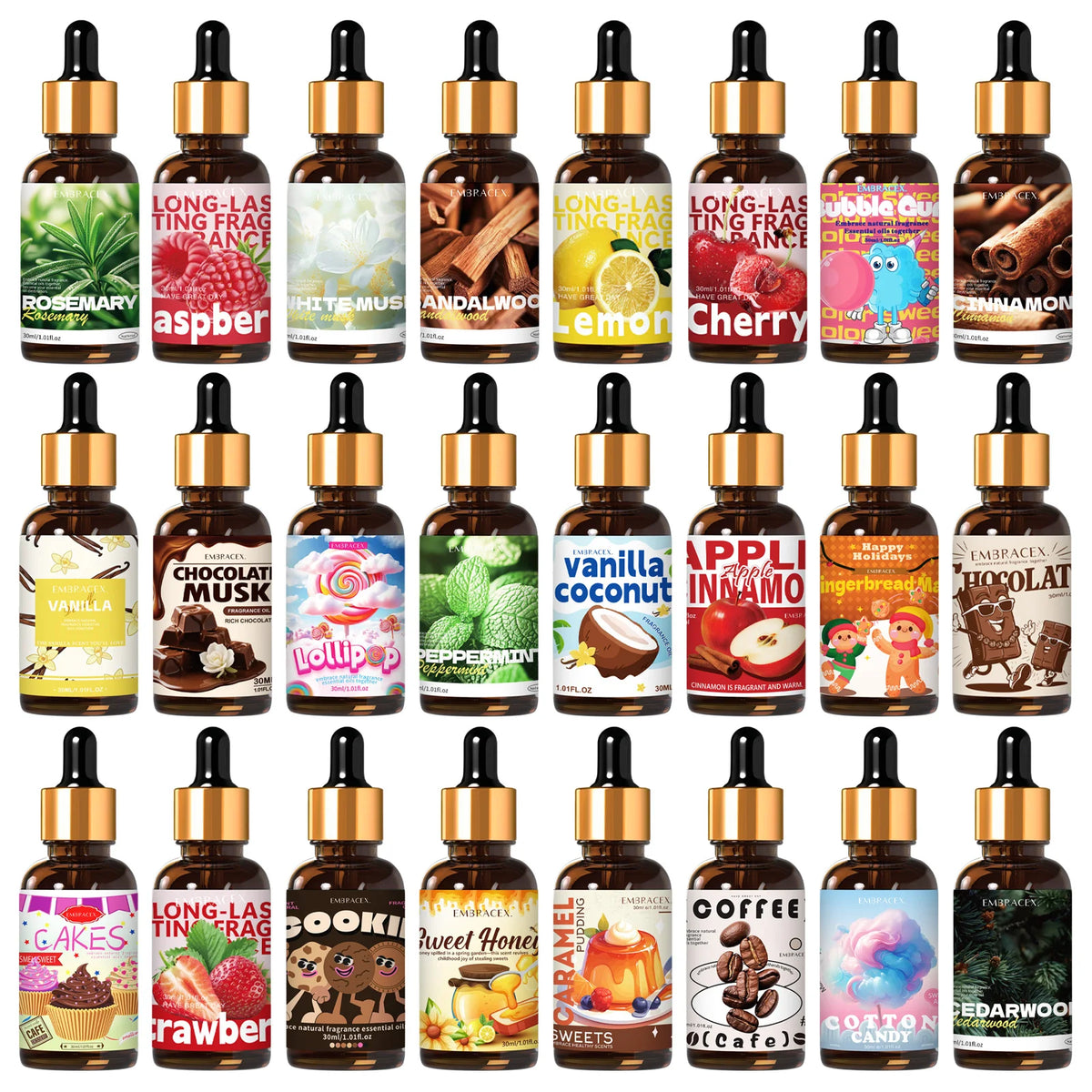 36 Type 30ml Fragrance Oils Long Lasting Scents For Humidifier/Diffusers Holiday Gifts For Friends