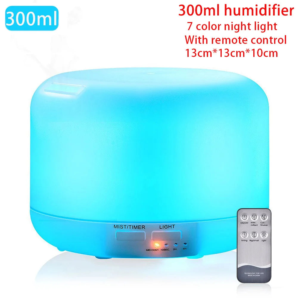 Remote Control Humidifier Essential Oil Diffuser With 7 Color LED Humidificador 300ml 500ml Ultrasonic Aroma Diffuser For Home