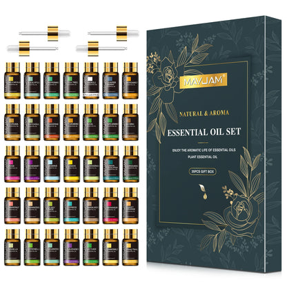 MAYJAM 35 Bottles Essential Oils Set Lavender Vanilla Oregano Neroli for Humidifier Diffuser Candle Making Air Freshener