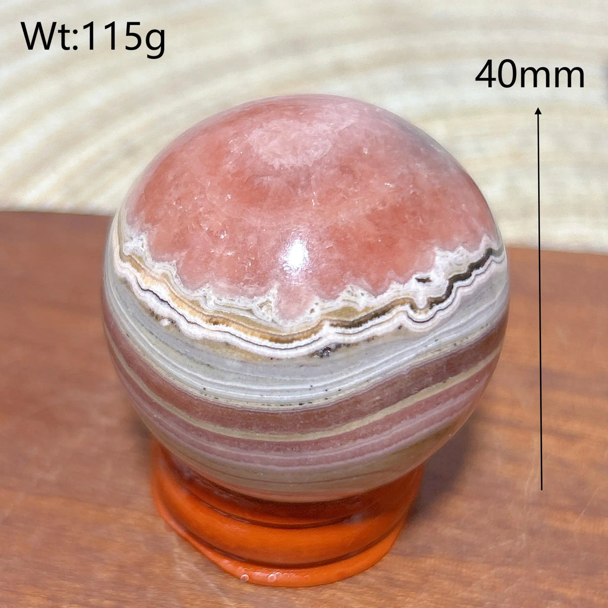 Rhodochrosite Sphere – Natural Pink Elegance