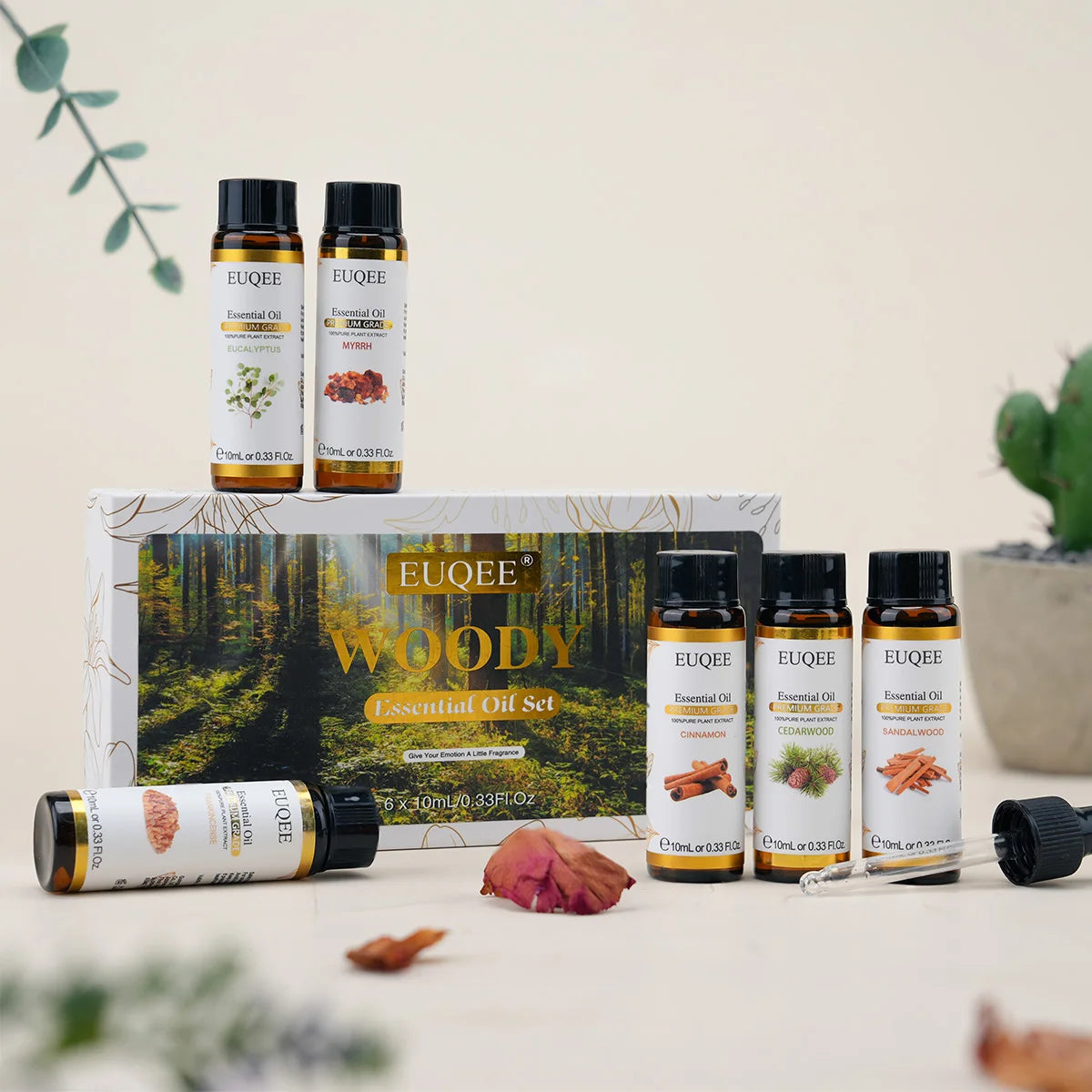 EUQEE Essential Oils Set 6 Bottles 10ml Pure Natural Aromatherapy Oils for Humidifier Diffusers Making Candle Soap Air Freshener