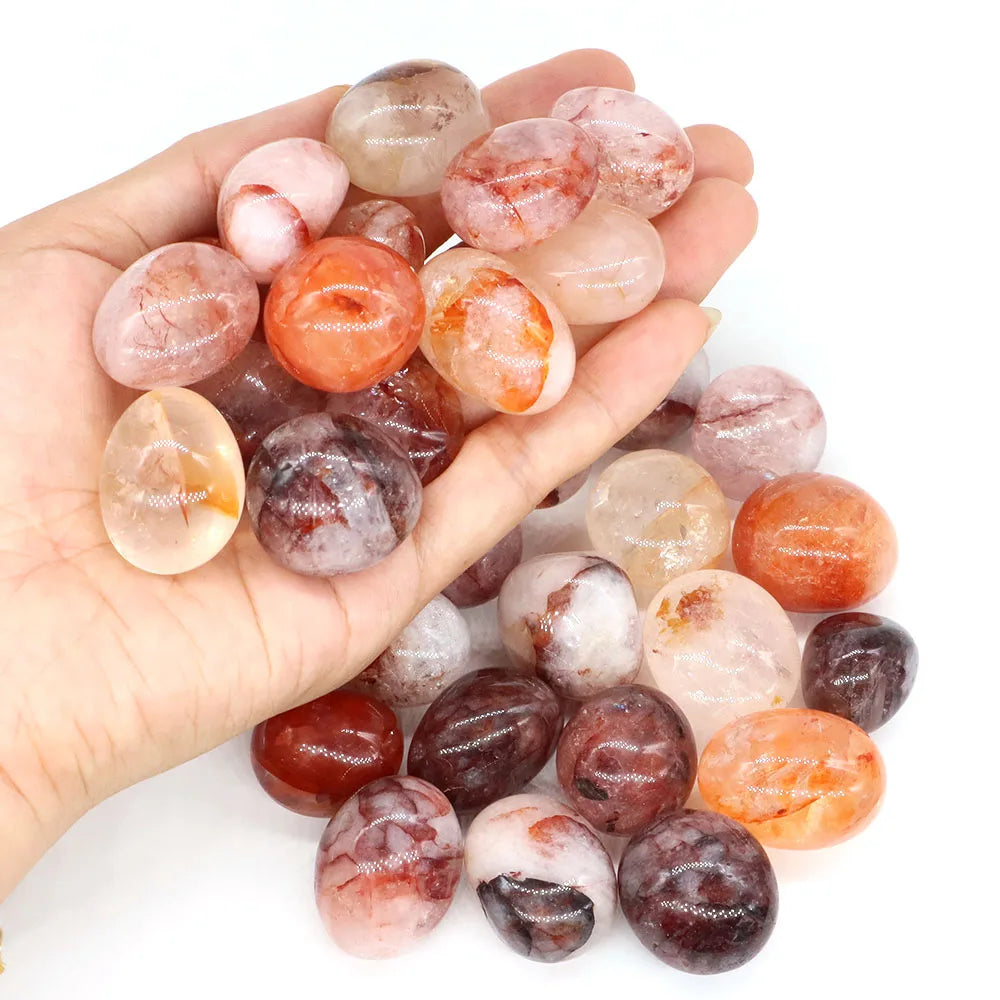 Red Inclusions Natural Tumbled Stones Healing Crystal Quartz Mineral Specimen Meditation Gemstones Tank Aquarium Home Decoration