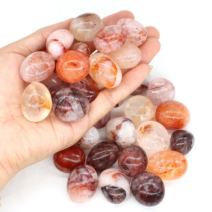 Red Inclusions Natural Tumbled Stones Healing Crystal Quartz Mineral Specimen Meditation Gemstones Tank Aquarium Home Decoration