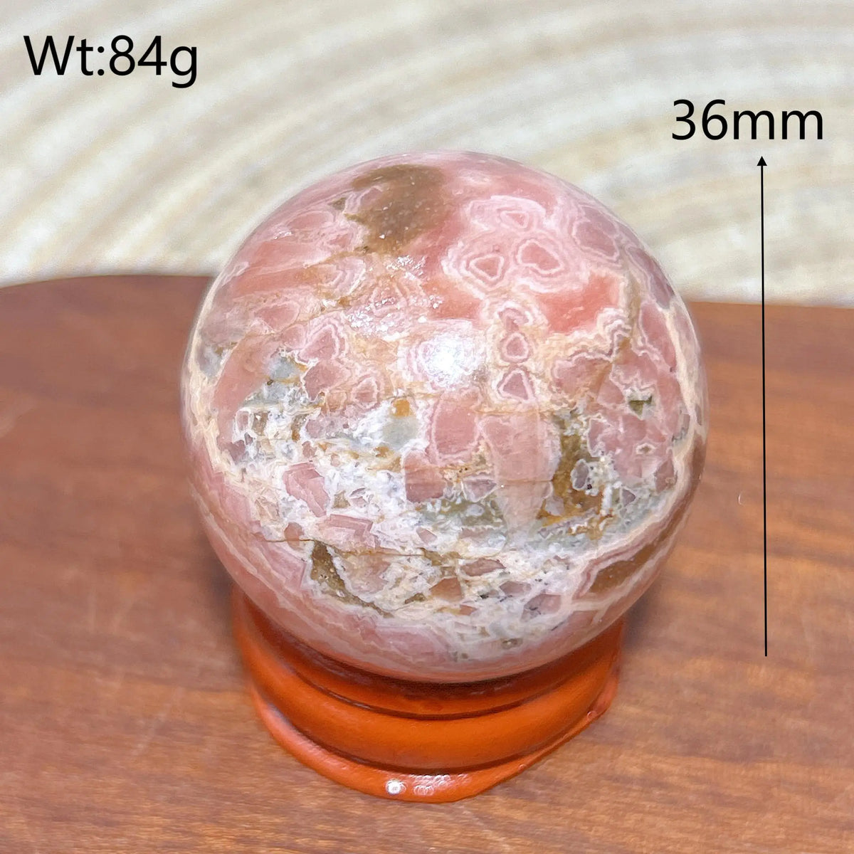 Rhodochrosite Sphere – Natural Pink Elegance