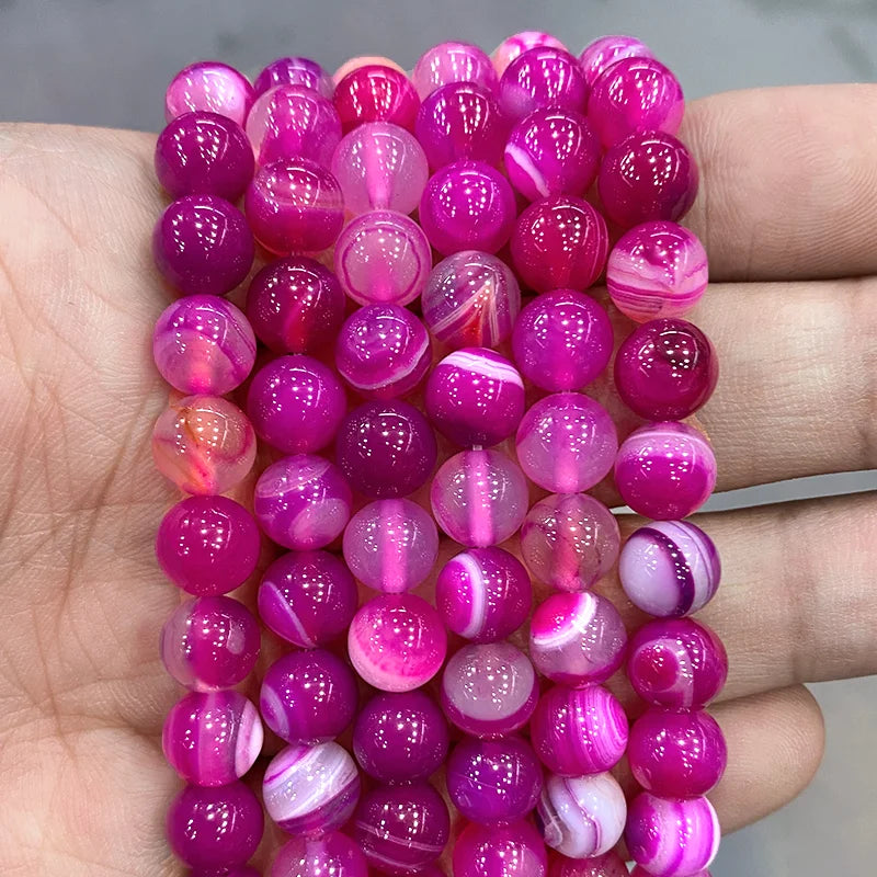 Orange Striped Agate Beads – Natural Stone for Jewelry Making