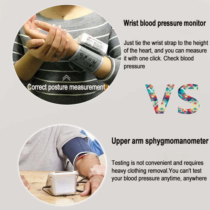 Voice Broadcast Smart LCD Screen Wrist Blood Pressure Monitor