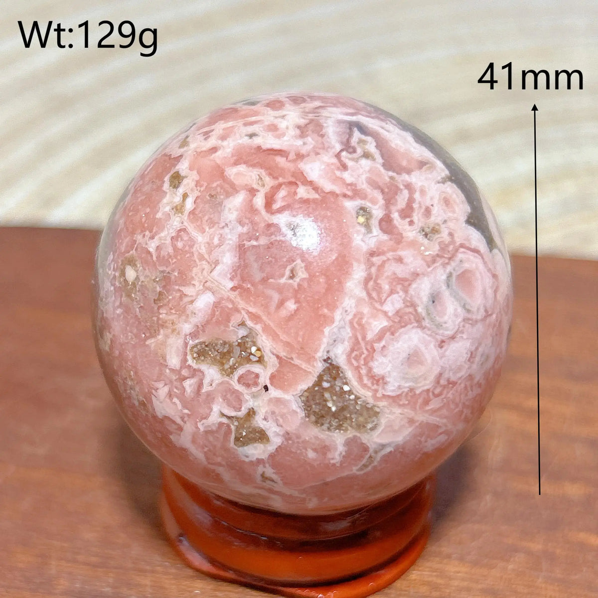 Rhodochrosite Sphere – Natural Pink Elegance