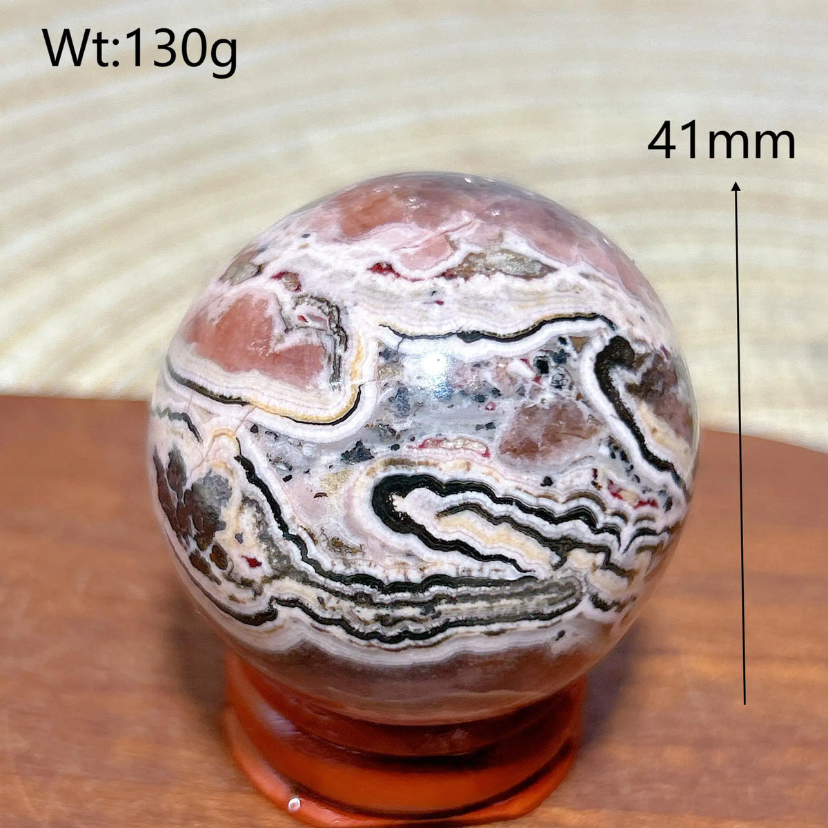 Rhodochrosite Sphere – Natural Pink Elegance