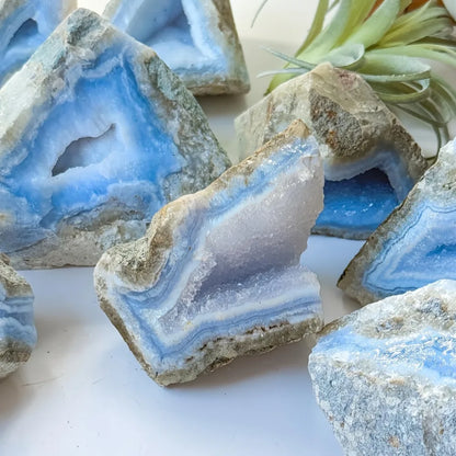 Natural Blue Lace Agate – Raw Druzy Geode