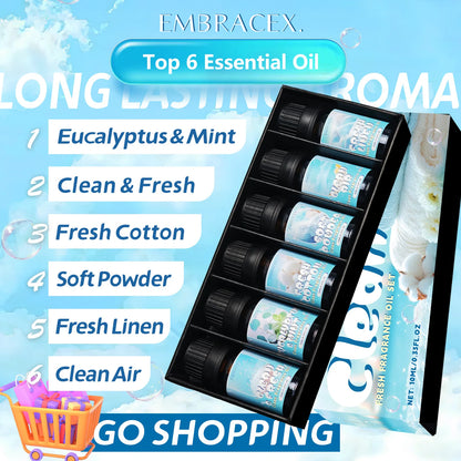 6pc/1Set 10ML Fragrance Oils Gift Set Fruit Delicious Hotel Autumn Scented Aroma Oil Warm Scent Christmas Gift Floral Clean Set