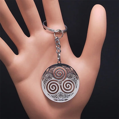 Stainless Steel Witchcraft Vortex Necklace Silver Color Viking Triskelion Celtic Knot Spiral Triskele Necklace Jewelry N7062S02