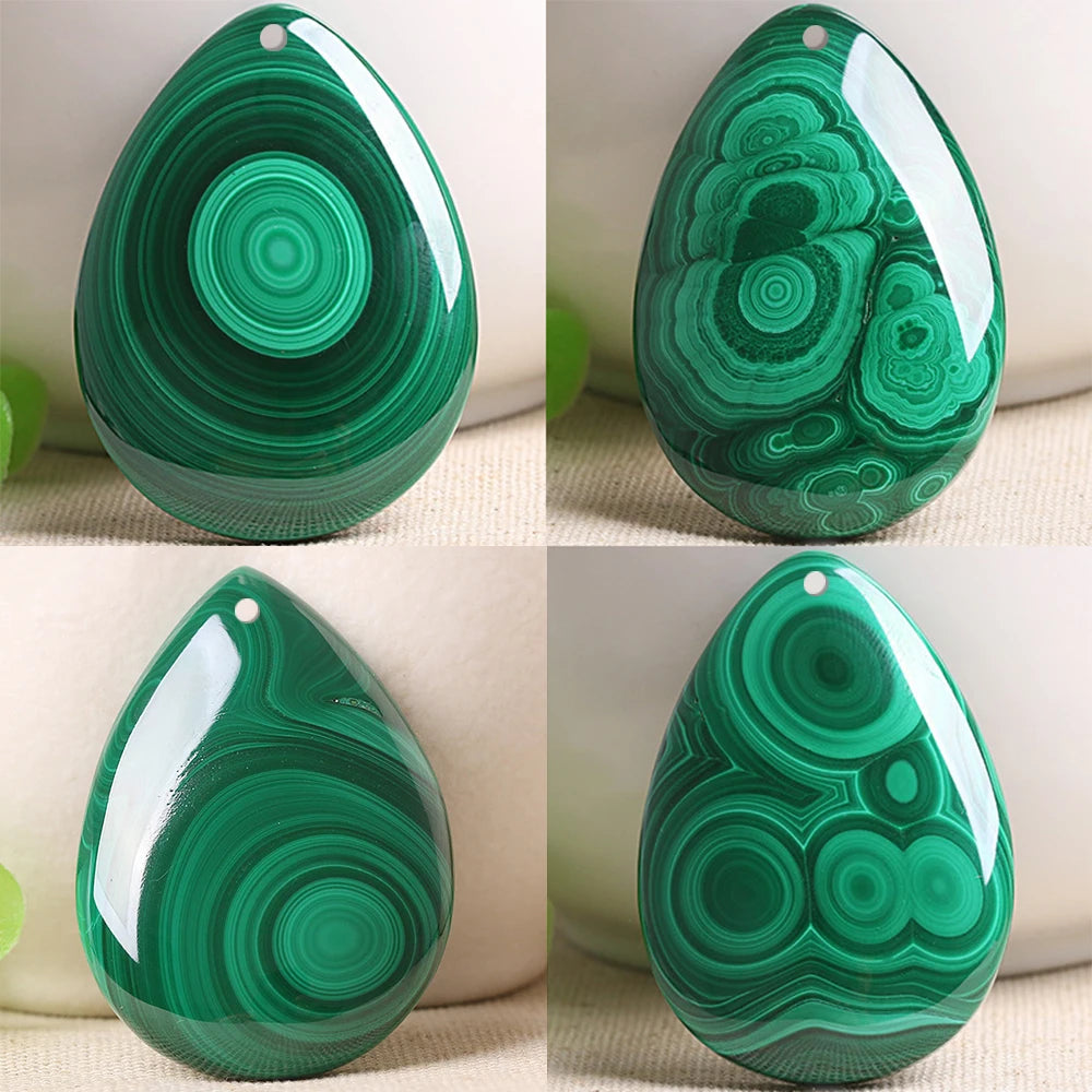 Natural Malachite Pendant Teardrop Shape Healing Crystal Necklace Protection Stone Jewelry for Women Malachite with Certificate