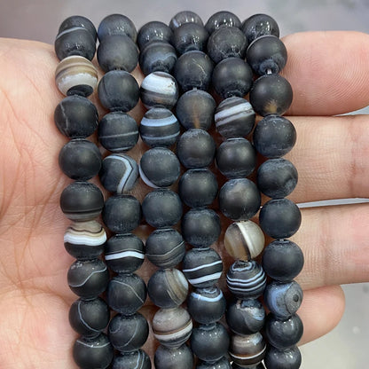 Orange Striped Agate Beads – Natural Stone for Jewelry Making