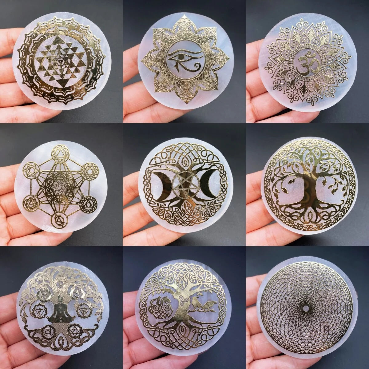 6cm Natural Crystal Selenite Slice Slab White Gypsum, Natural Selenite Stone Crystal Disc, Selenite Charging Plate