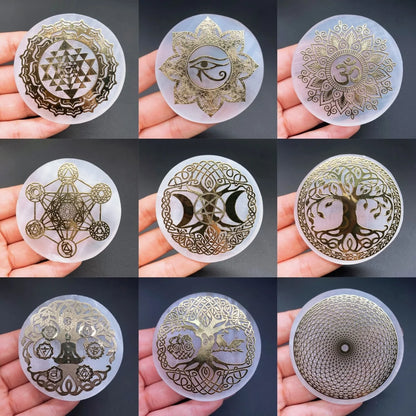 6cm Natural Crystal Selenite Slice Slab White Gypsum, Natural Selenite Stone Crystal Disc, Selenite Charging Plate