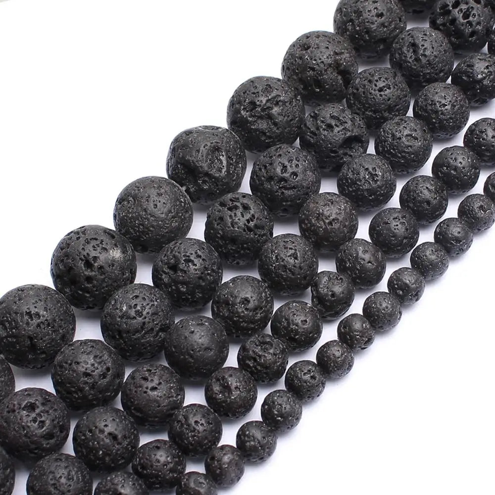 Natural Black Lava Stone Beads – Jewelry Making