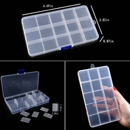 Transparent Plastic Storage Jewelry Box Compartment Adjustable Container For Beads Earring Box For Jewelry Rectangle Box Case