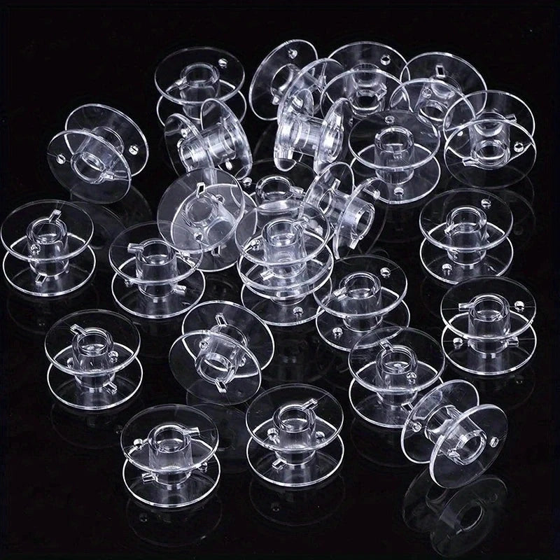 25 Piece Set of Mudder Plastic Sewing Machine Barrels with Sewing Machine Storage Box, Transparent, Used for Household Sewing AC