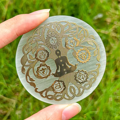 6cm Natural Crystal Selenite Slice Slab White Gypsum, Natural Selenite Stone Crystal Disc, Selenite Charging Plate