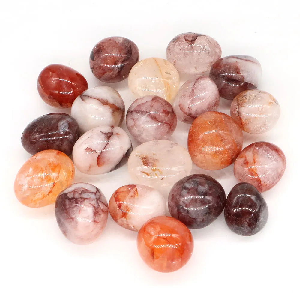 Red Inclusions Natural Tumbled Stones Healing Crystal Quartz Mineral Specimen Meditation Gemstones Tank Aquarium Home Decoration