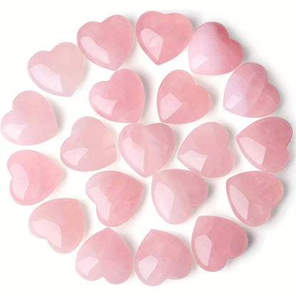 20/30/50PCS Rose Quartz Heart Natural Crystal Gift Set Polished Stones Healing Reiki Gemstone Valentine Gift For Women