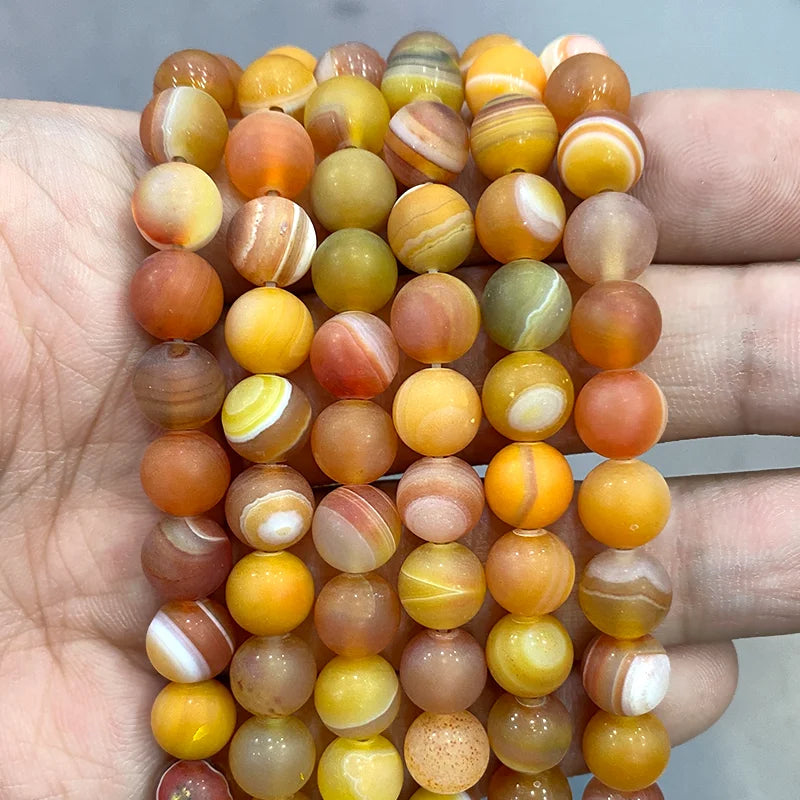 Orange Striped Agate Beads – Natural Stone for Jewelry Making