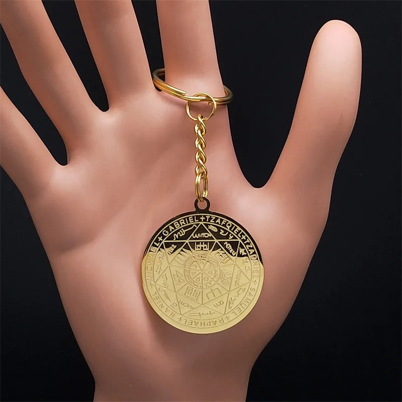 Seven Archangels Amulet Stainless Steel Necklaces Men Seal of Solomon Talisman Necklace Protection Jewelry Collar Hombre N1162S2