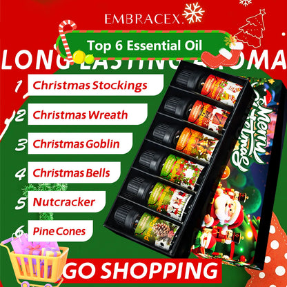 6pc/1Set 10ML Fragrance Oils Gift Set Fruit Delicious Hotel Autumn Scented Aroma Oil Warm Scent Christmas Gift Floral Clean Set