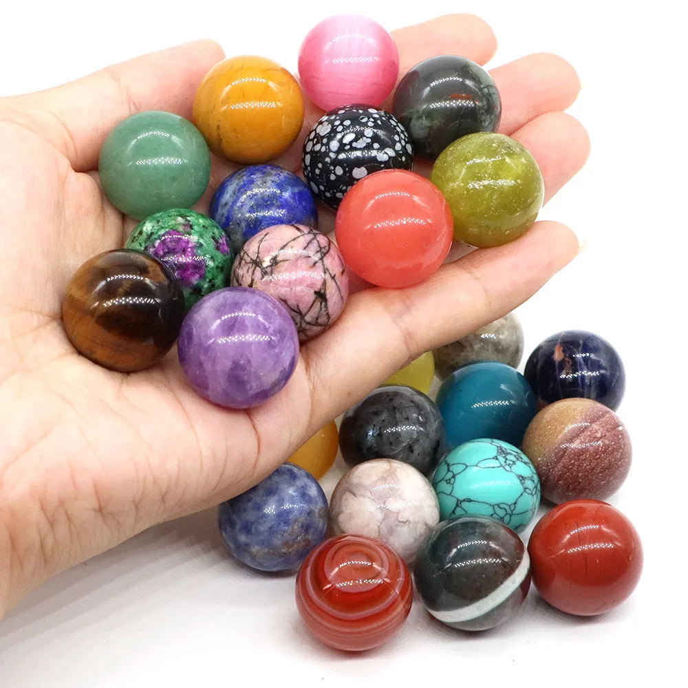 20mm Black Agate Balls Natural Stone Sphere Healing Crystal Amethyst Energy Globe for DIY Jewelry Specimen Collection Home Decor
