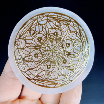 6cm Natural Crystal Selenite Slice Slab White Gypsum, Natural Selenite Stone Crystal Disc, Selenite Charging Plate