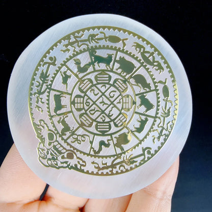 6cm Natural Crystal Selenite Slice Slab White Gypsum, Natural Selenite Stone Crystal Disc, Selenite Charging Plate