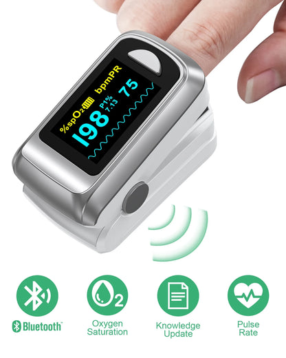 Finger Pulse Oximeter Blood Oxygen Saturation Bluetooth APP Control
