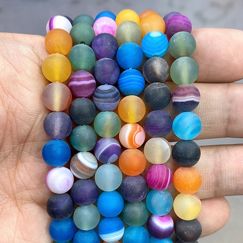 Orange Striped Agate Beads – Natural Stone for Jewelry Making