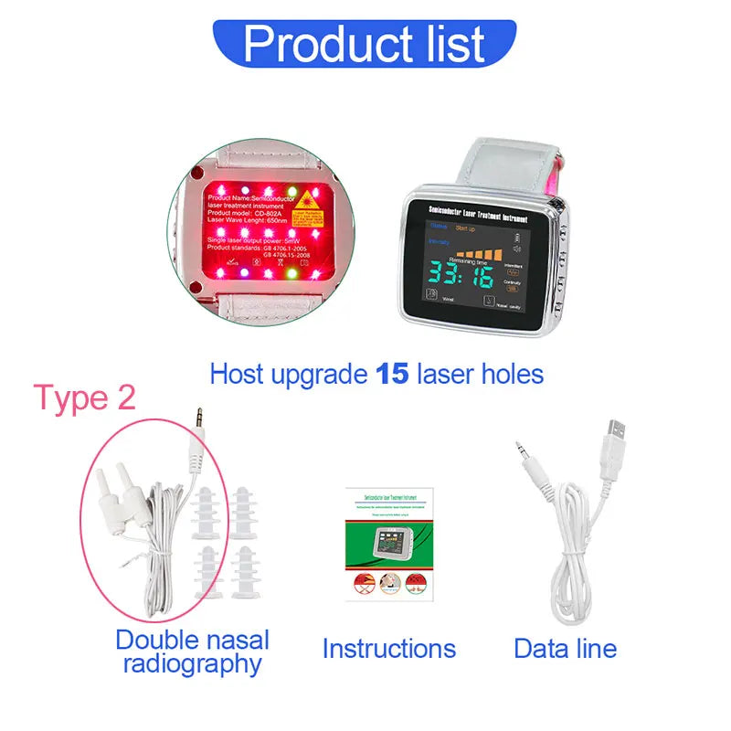Laser Wrist Watch Hypertension  Diabetes  Rhinitis Sinusitis