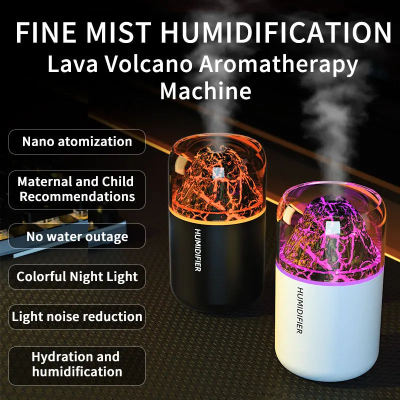 The simulated volcanic color lamp humidifier USB aromatherapy diffuser is suitable for use in cars, homes, bedrooms, as a gift,