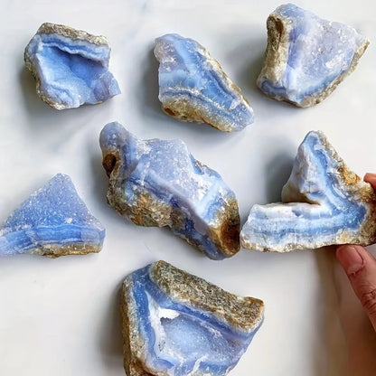 Natural Blue Lace Agate – Raw Druzy Geode