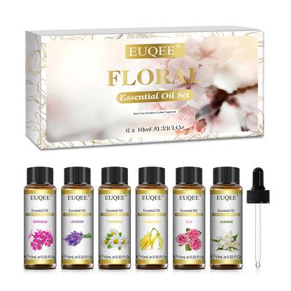 EUQEE Essential Oils Set 6 Bottles 10ml Pure Natural Aromatherapy Oils for Humidifier Diffusers Making Candle Soap Air Freshener