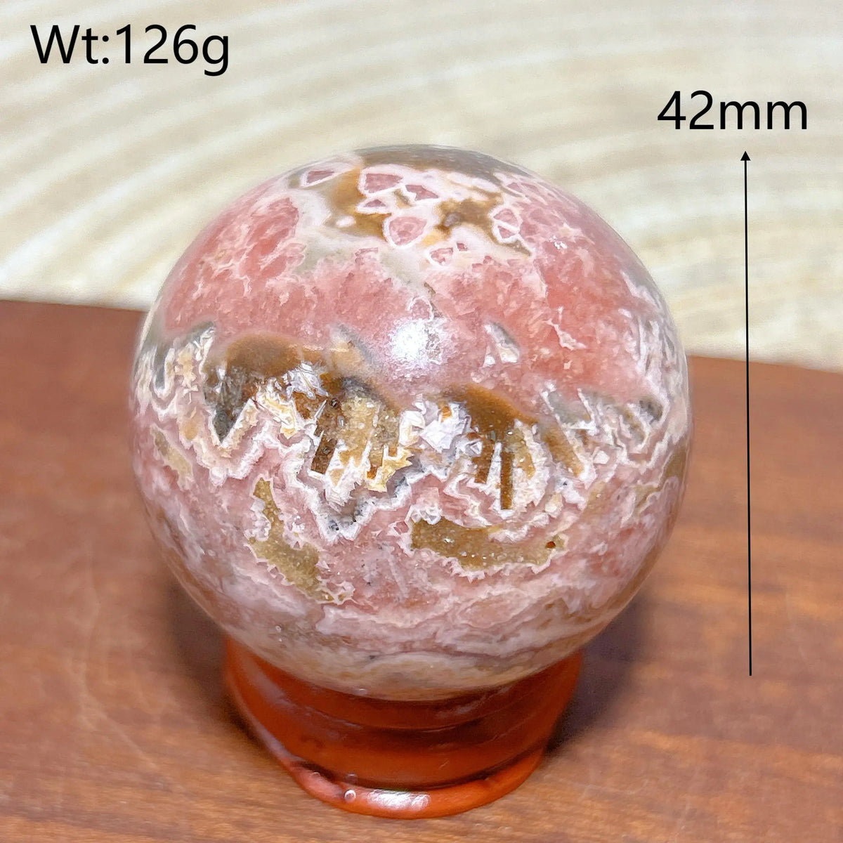 Rhodochrosite Sphere – Natural Pink Elegance