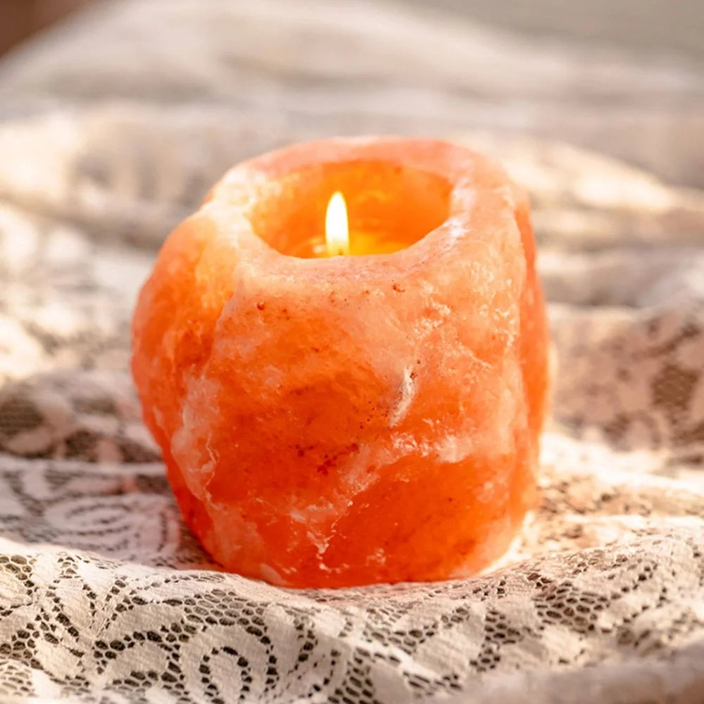 Himalayan Crystal Salt Candlestick salt lamp decoration romantic candlelight dinner Buddha Candle holder