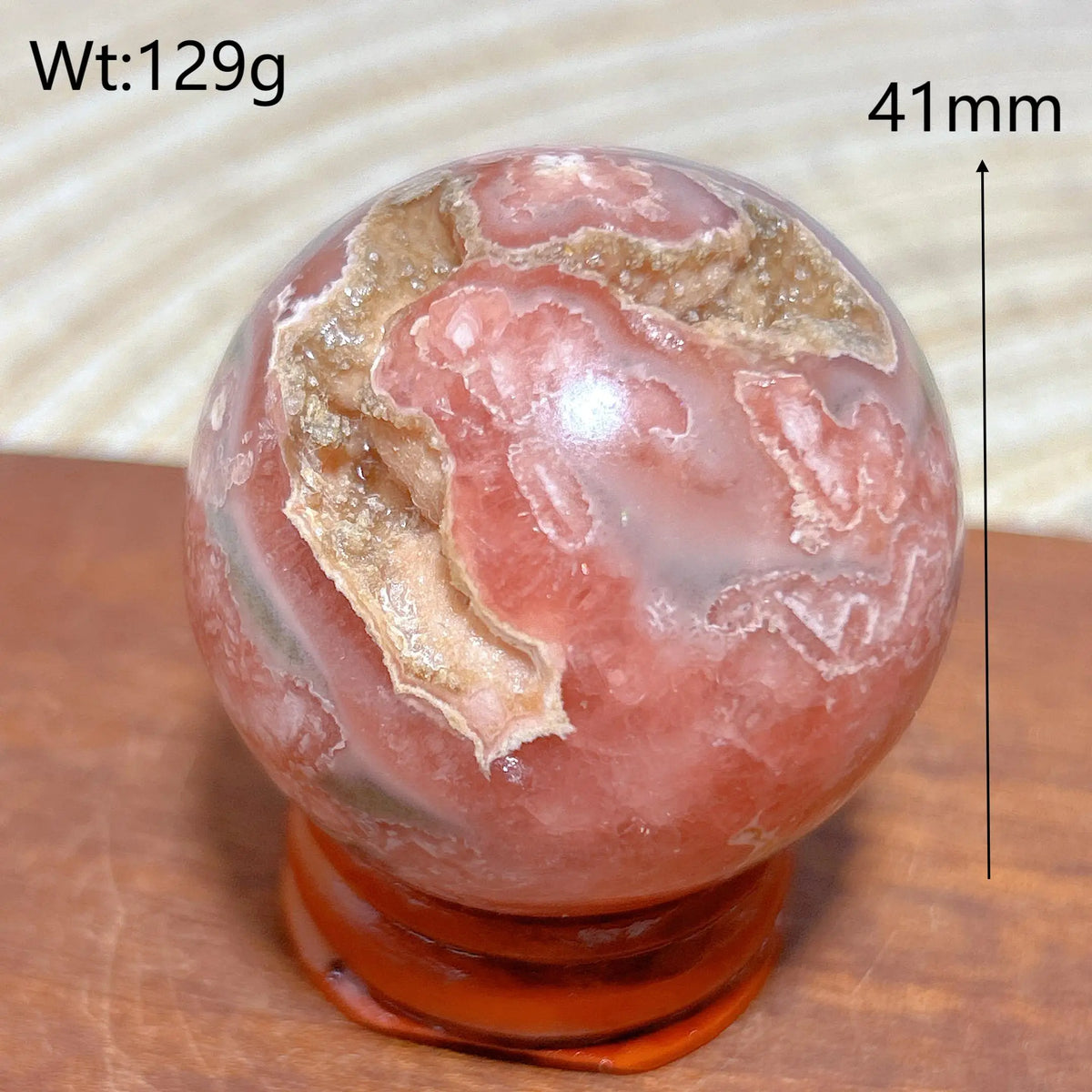 Rhodochrosite Sphere – Natural Pink Elegance