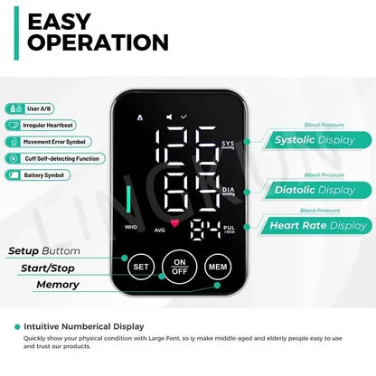 BP Monitor  New LED Blood Pressure Big Screen Broadcast Tonometer
