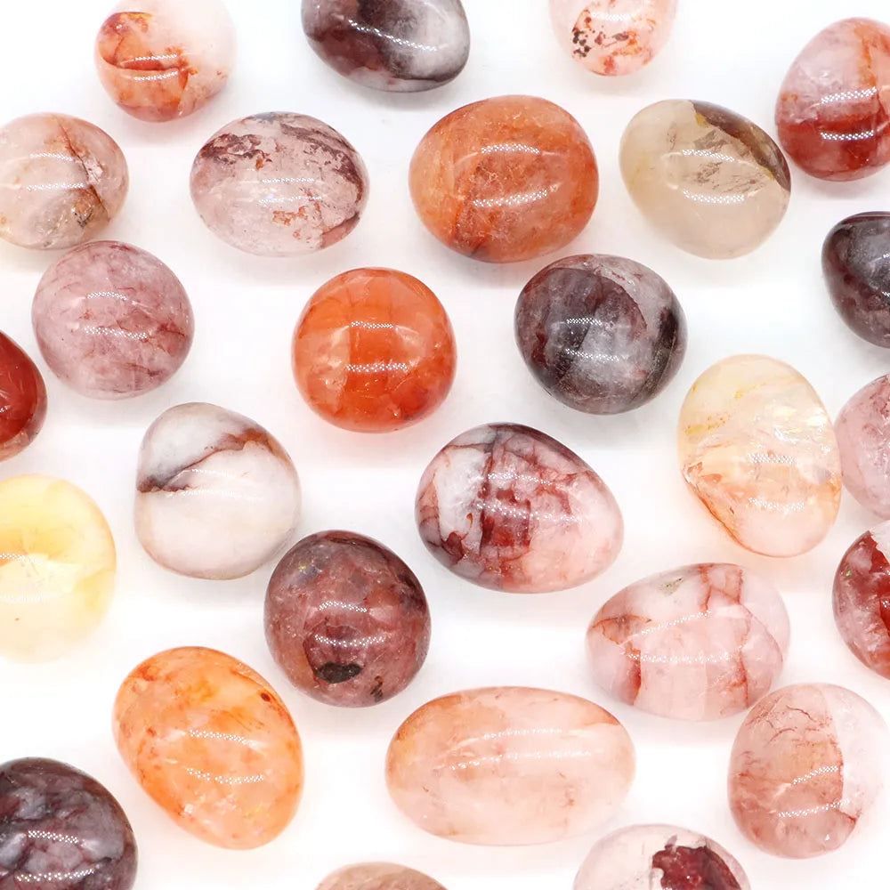Red Inclusions Natural Tumbled Stones Healing Crystal Quartz Mineral Specimen Meditation Gemstones Tank Aquarium Home Decoration