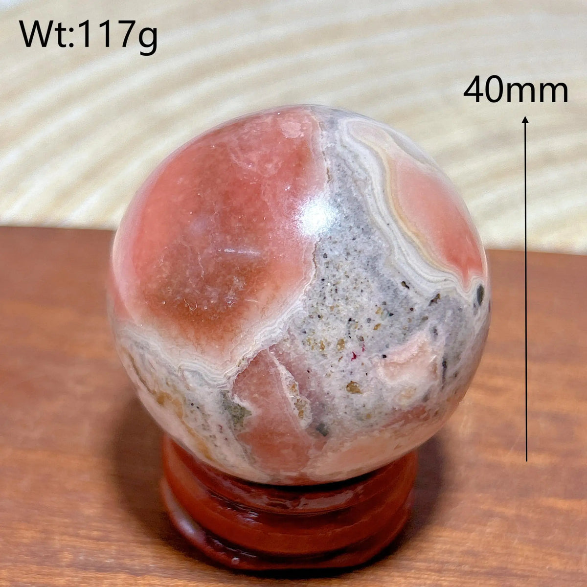 Rhodochrosite Sphere – Natural Pink Elegance