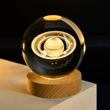 【Customized Link 】Creative Birthday Gifts 6cm Crystal Ball Night Lamp Laser Engraving USB Night Lights Home Bedroom Decroation
