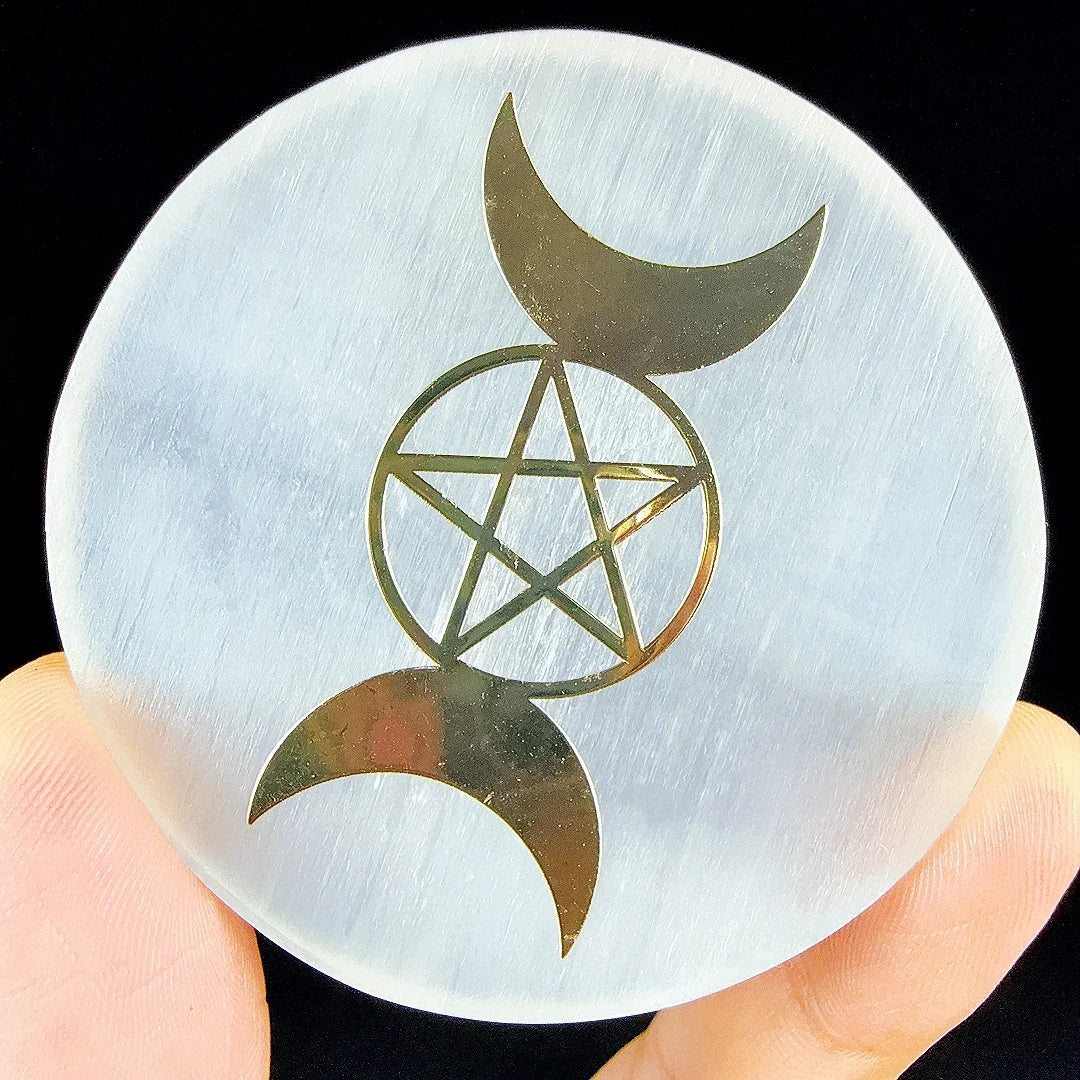 6cm Natural Crystal Selenite Slice Slab White Gypsum, Natural Selenite Stone Crystal Disc, Selenite Charging Plate