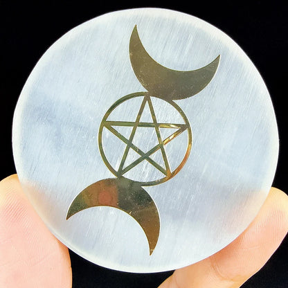 6cm Natural Crystal Selenite Slice Slab White Gypsum, Natural Selenite Stone Crystal Disc, Selenite Charging Plate